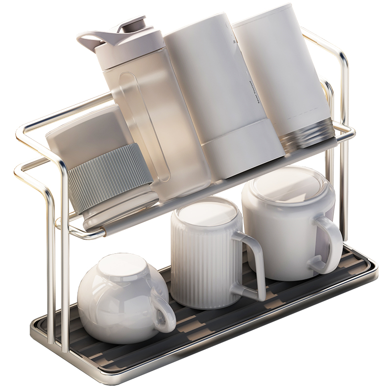 주방 스테인레스 스틸 더블 레이어 워터 컵 랙 거꾸로  - Sports Equipment Storage Rack 리뷰 및 가격
